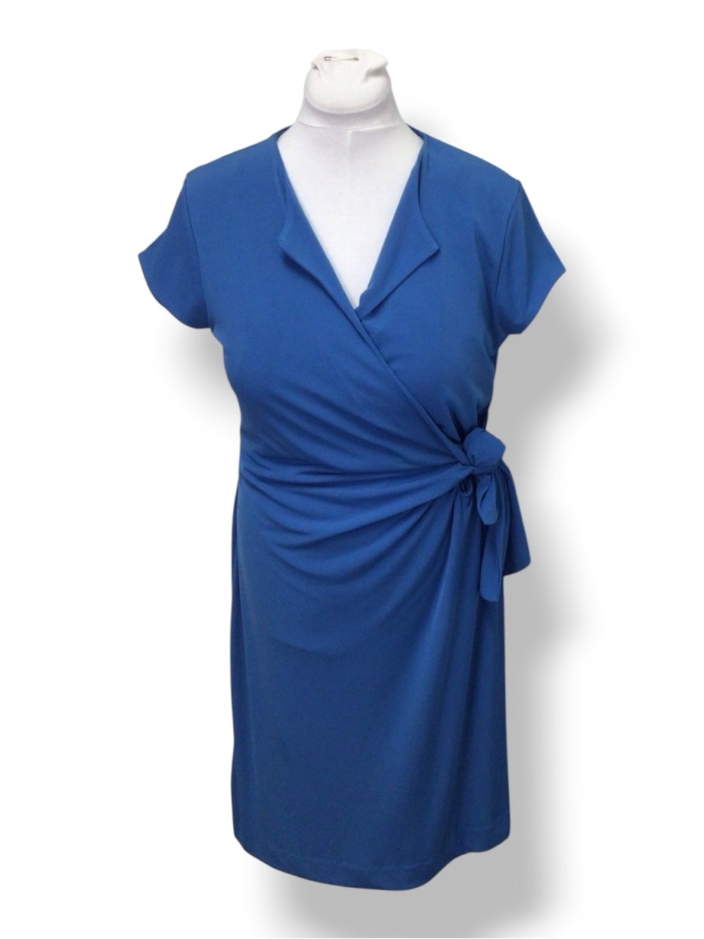 New York & Company Women’s Short Sleeve Wrap Front Tie Waist Stretch Dress, XL